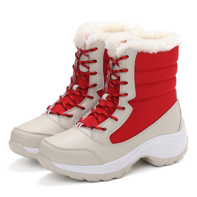 Bottines femme doublées peluche à talon compensé