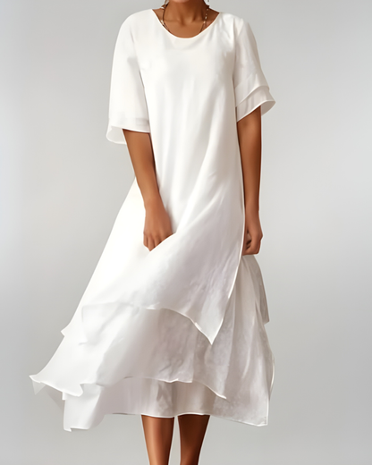 Robe longue fluide femme à col ouvert