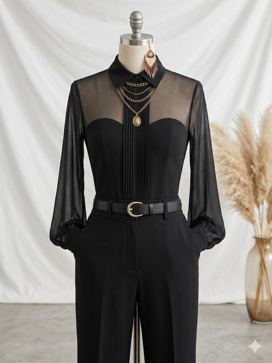 Chemise femme ample à manches longues et col chemise
