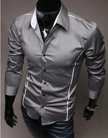 Chemise homme slim à manches longues, plusieurs coloris