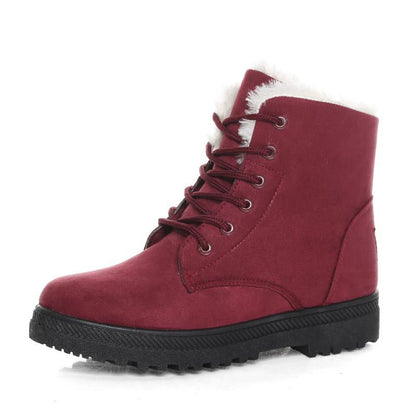 Bottines d'hiver femme doublées à lacets, tige haute