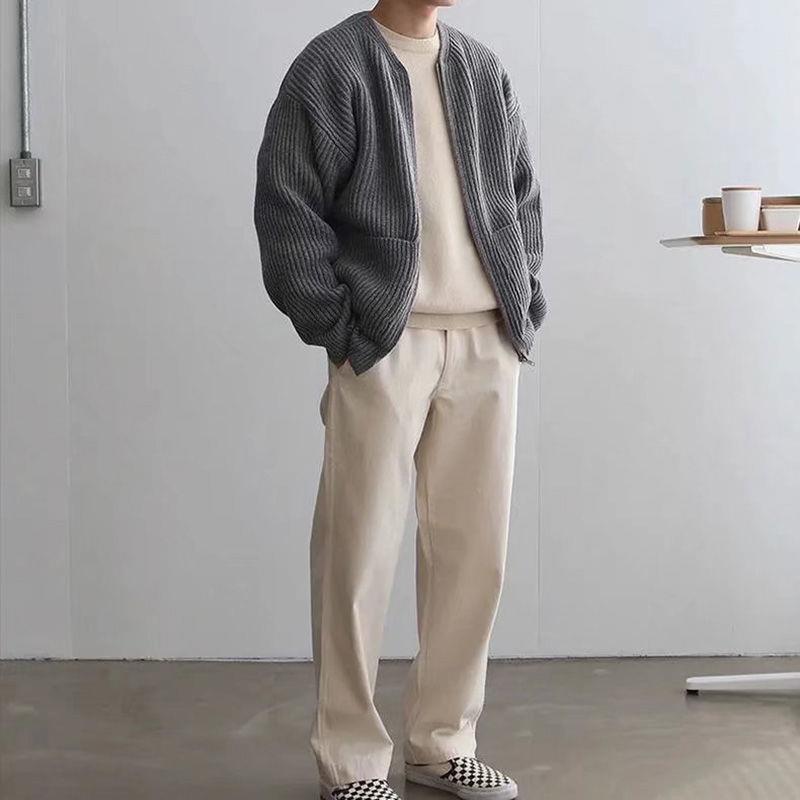 Cardigan zippé homme à col montant en maille