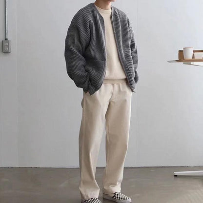 Cardigan zippé homme à col montant en maille