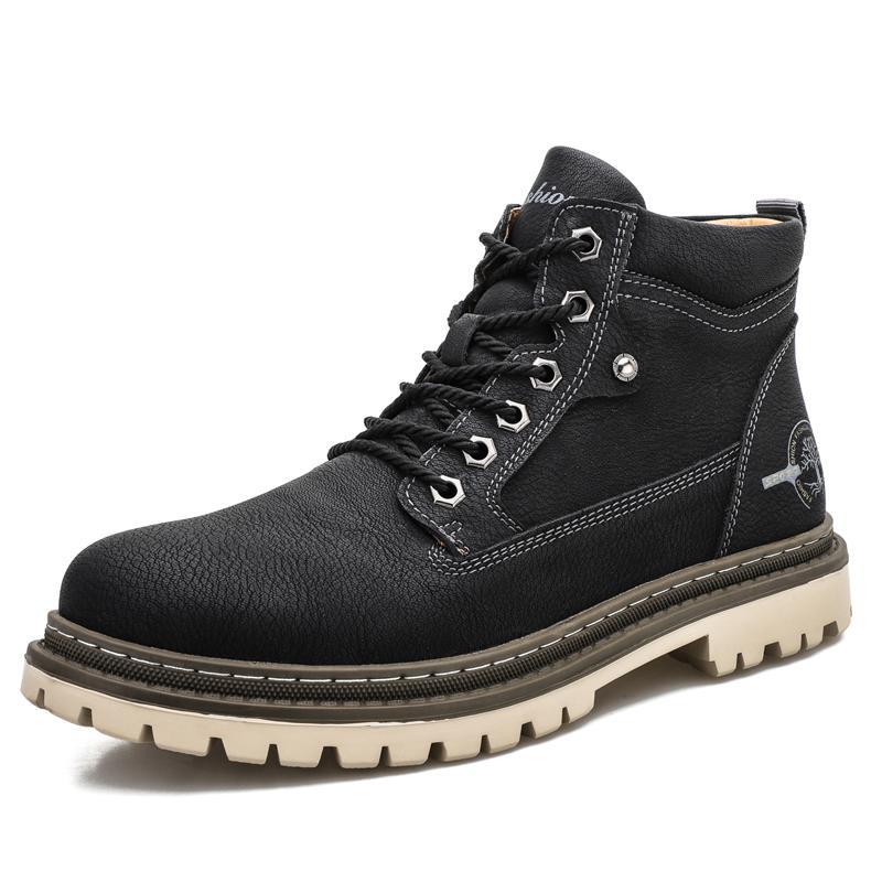 Bottines montantes homme en cuir, style casual