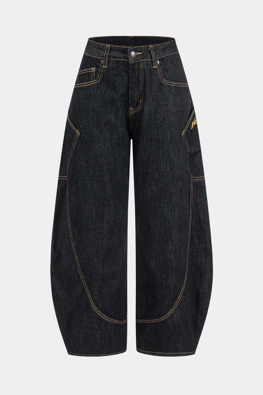 Jean coupe barrel pour femme - noir