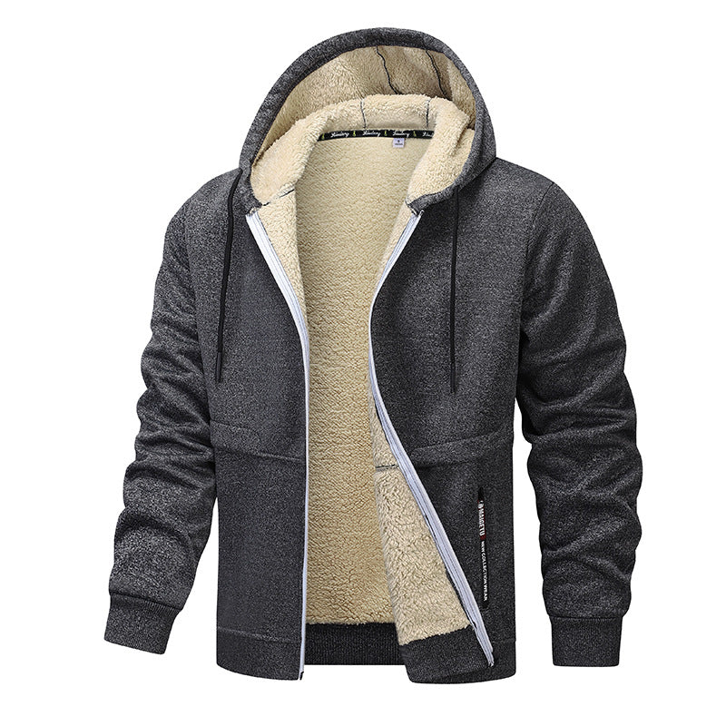 Veste à capuche zippée homme doublée sherpa, vue de face