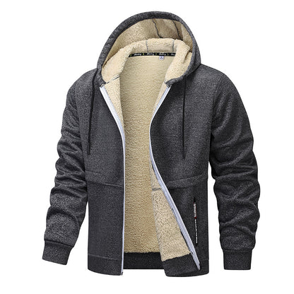 Veste à capuche zippée homme doublée sherpa, vue de face
