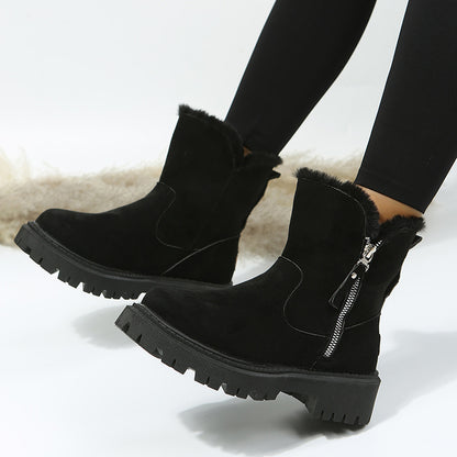 Bottes d'hiver fourrées femme noires et kaki