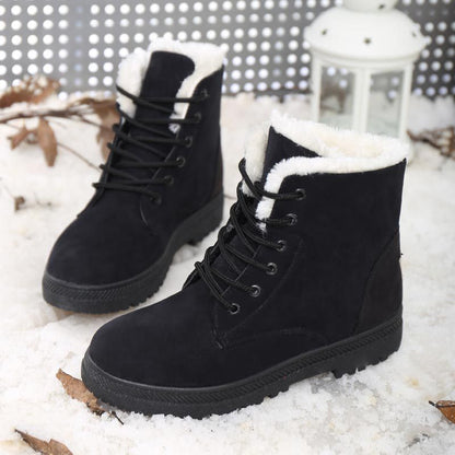 Bottines d'hiver femme doublées à lacets, tige haute