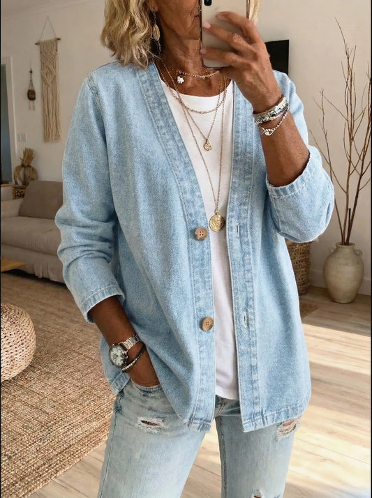 Margaux | Veste cardigan denim boutonnée