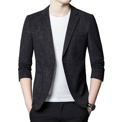 Veste homme noire jacquard col tailleur coupe slim