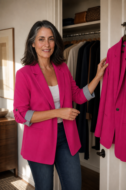 Blazer cardigan femme à revers structuré
