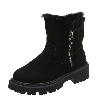 Bottes d'hiver fourrées femme noires et kaki