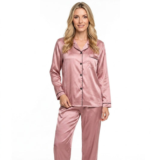 Ensemble pyjama femme en satin - rose