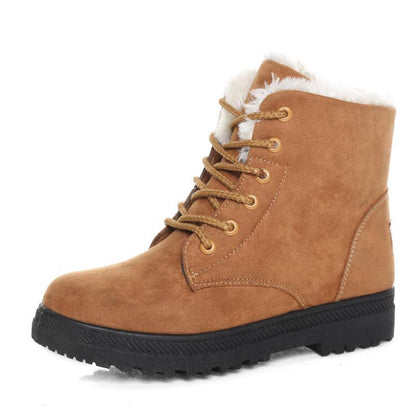 Bottines d'hiver femme doublées à lacets, tige haute