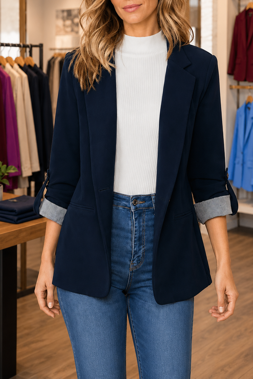 Blazer cardigan femme à revers structuré