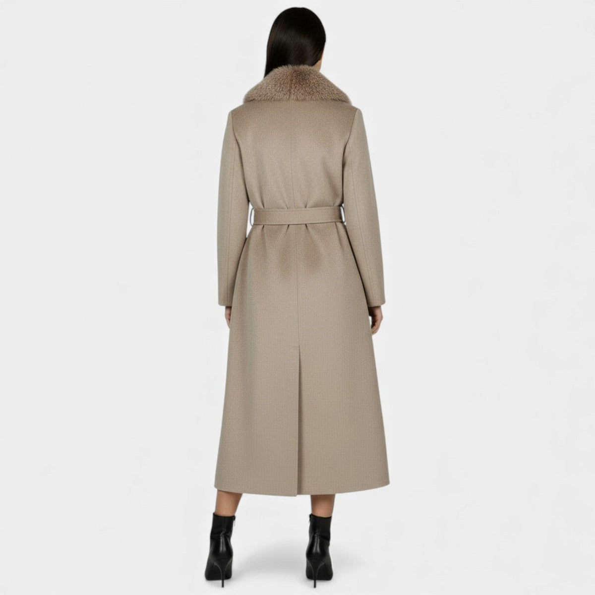 Alexandrine | Manteau long femme col fourrure