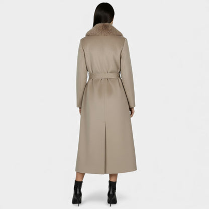 Alexandrine | Manteau long femme col fourrure
