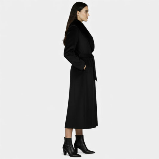 Alexandrine | Manteau long femme col fourrure