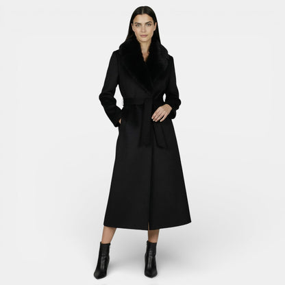 Alexandrine | Manteau long femme col fourrure