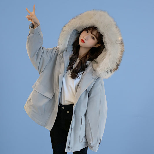 Manteau d'hiver femme ample à capuche en coton