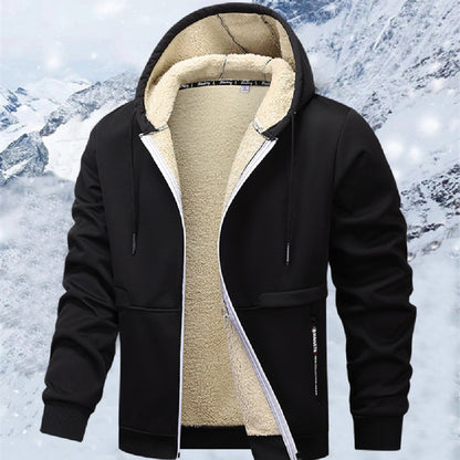 Veste à capuche zippée homme doublée sherpa, vue de face