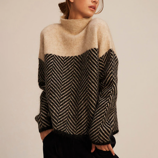Pull en maille pour femme - beige