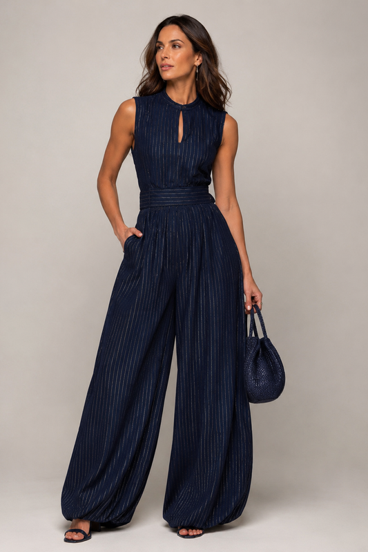 Combinaison pantalon femme sans manches - bleu marine