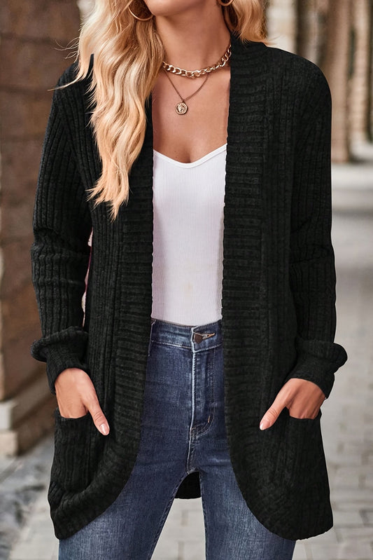 Antoinette | Cardigan long ouvert femme à poches