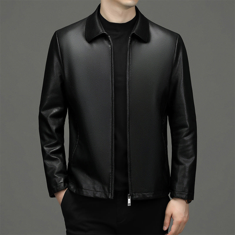 Veste en cuir homme à col revers
