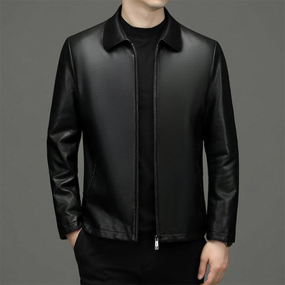 Veste en cuir homme à col revers