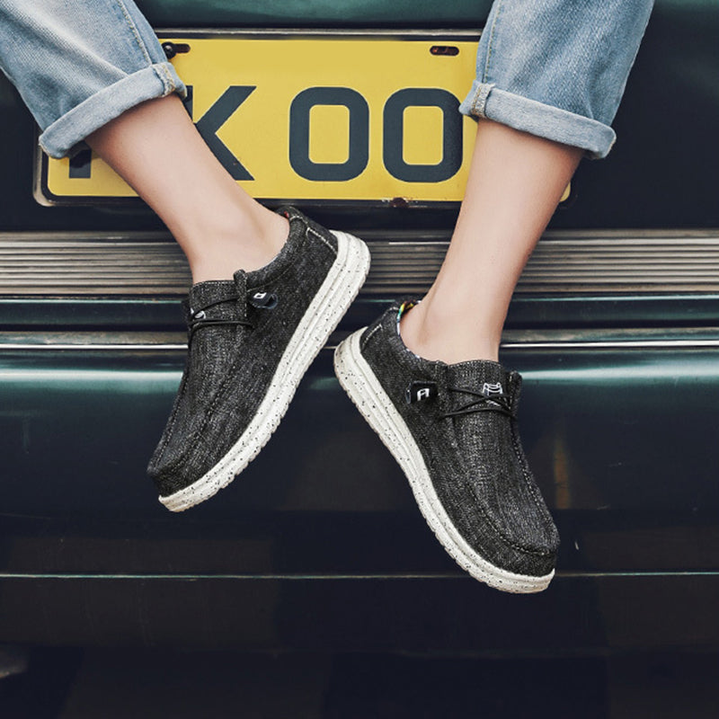 Mocassins toile homme casual à enfiler vue de profil