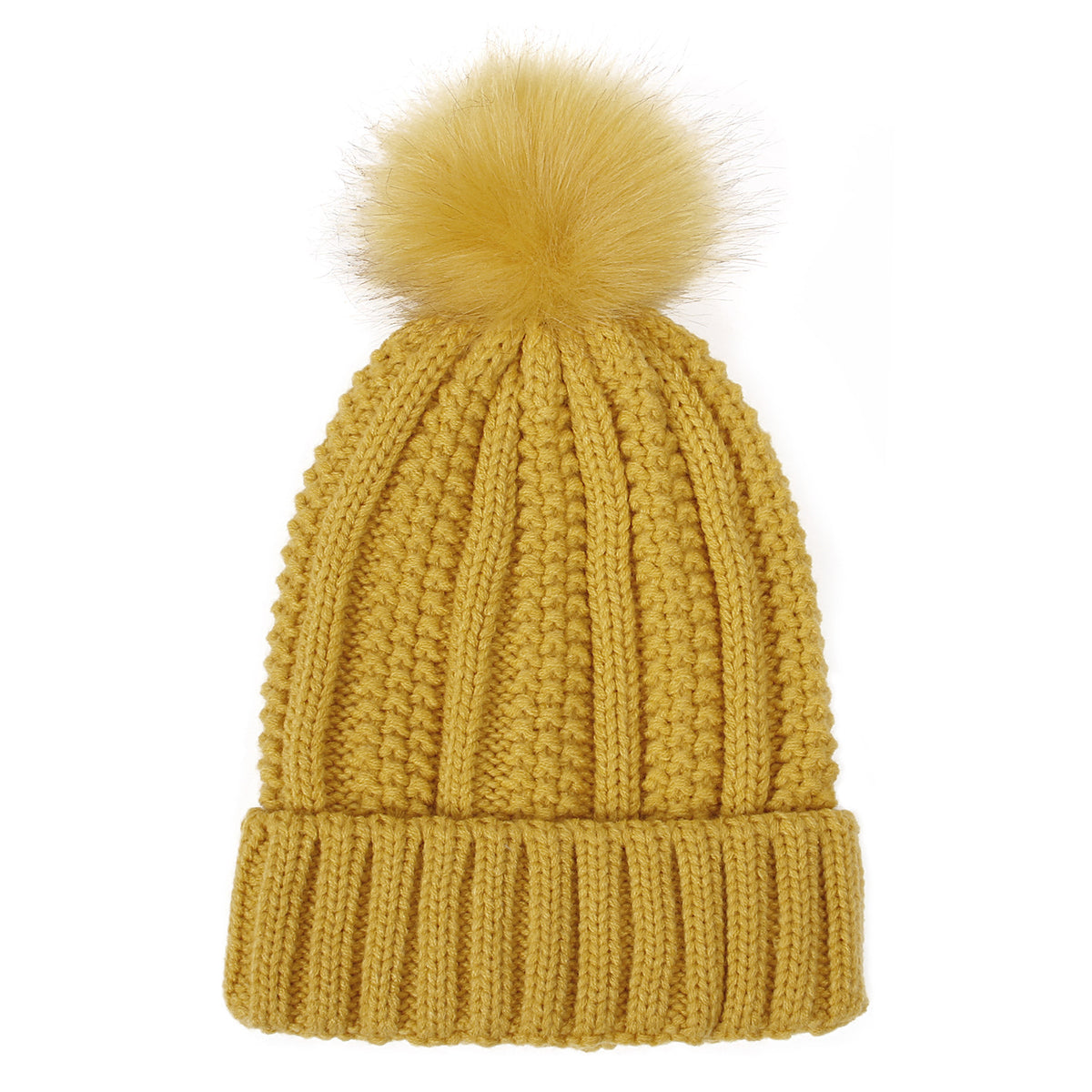 Bonnet femme doublé satin avec pompon fausse fourrure