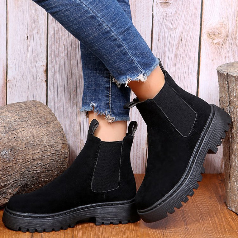 Bottines femme plateforme chelsea à élastiques latéraux et semelle crantée