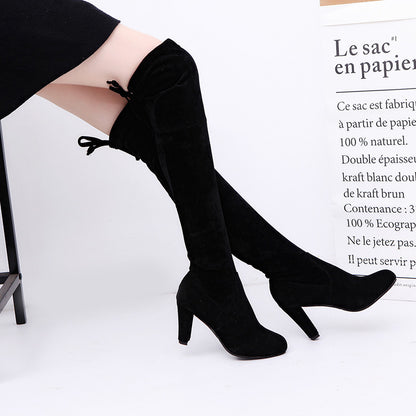 Bottes cuissardes femme à talon épais, tige au-dessus du genou