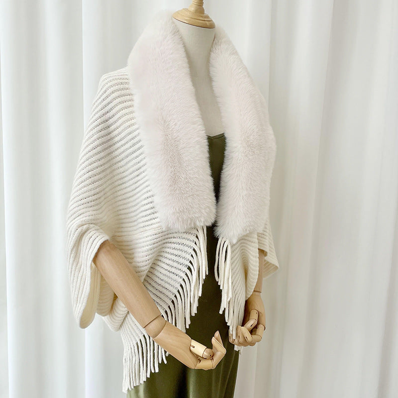 Châle uni en maille pour femme en hiver