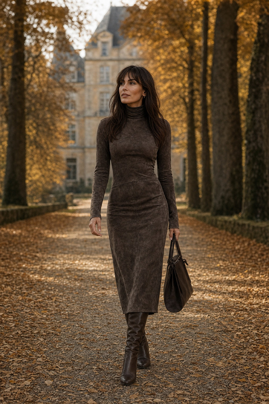 Lise | Women's patterned polo-collar midi dress