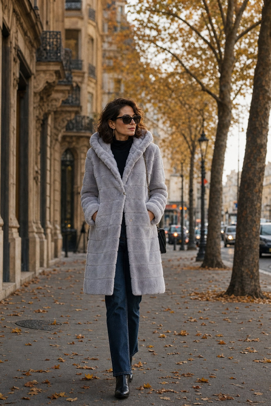 Céleste | Hooded faux fur coat