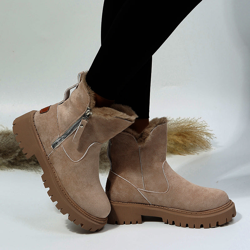 Bottes d'hiver fourrées femme noires et kaki
