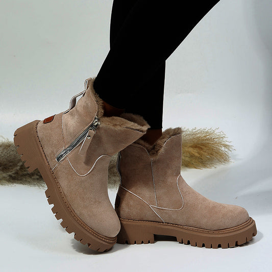 Bottes d'hiver fourrées femme noires et kaki