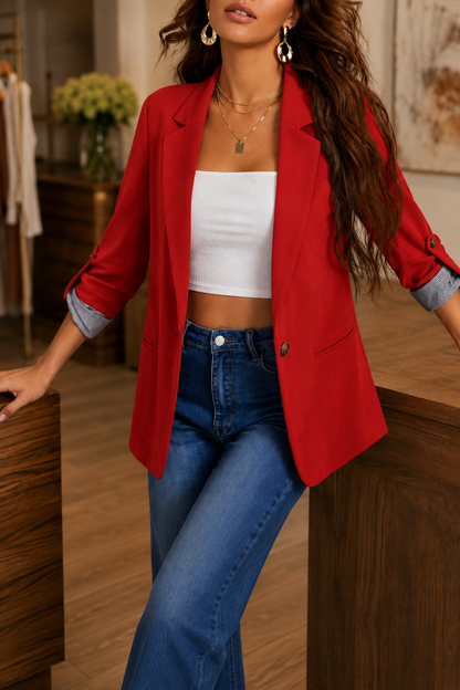 Blazer cardigan femme à revers structuré