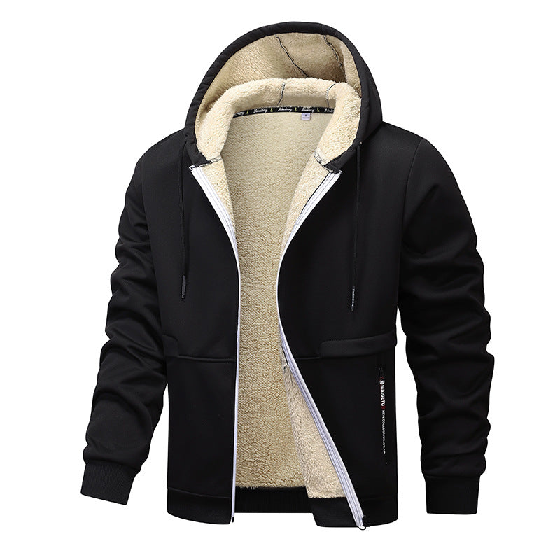 Veste à capuche zippée homme doublée sherpa, vue de face