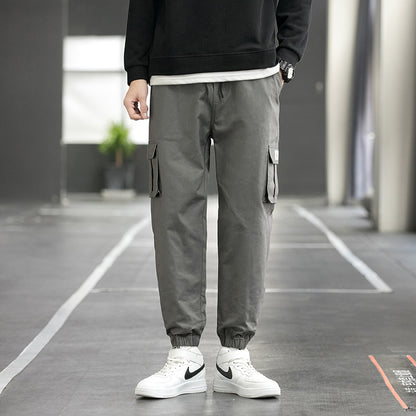 Pantalon cargo homme ample multi-poches en coton