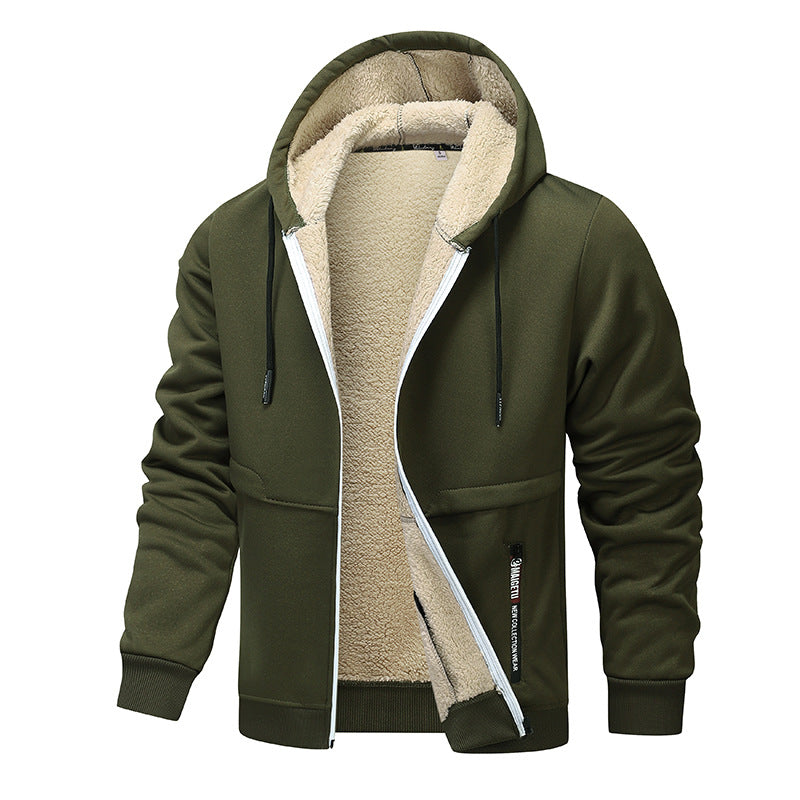 Veste à capuche zippée homme doublée sherpa, vue de face