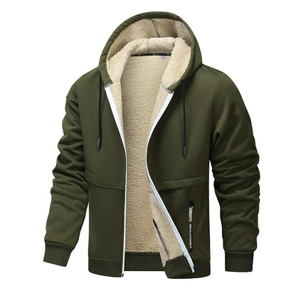 Veste à capuche zippée homme doublée sherpa, vue de face