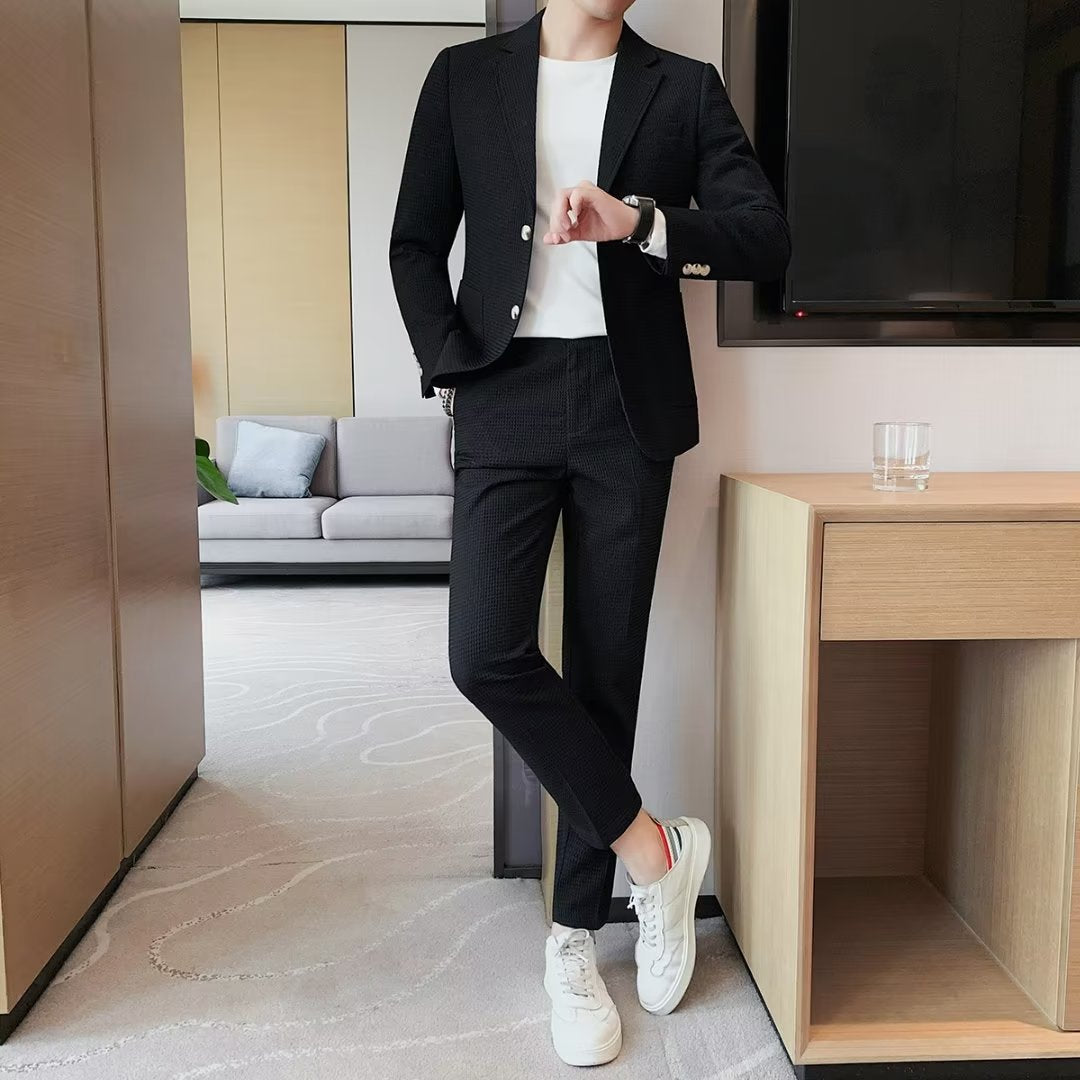 Veste homme gaufrée à manches longues, style décontracté