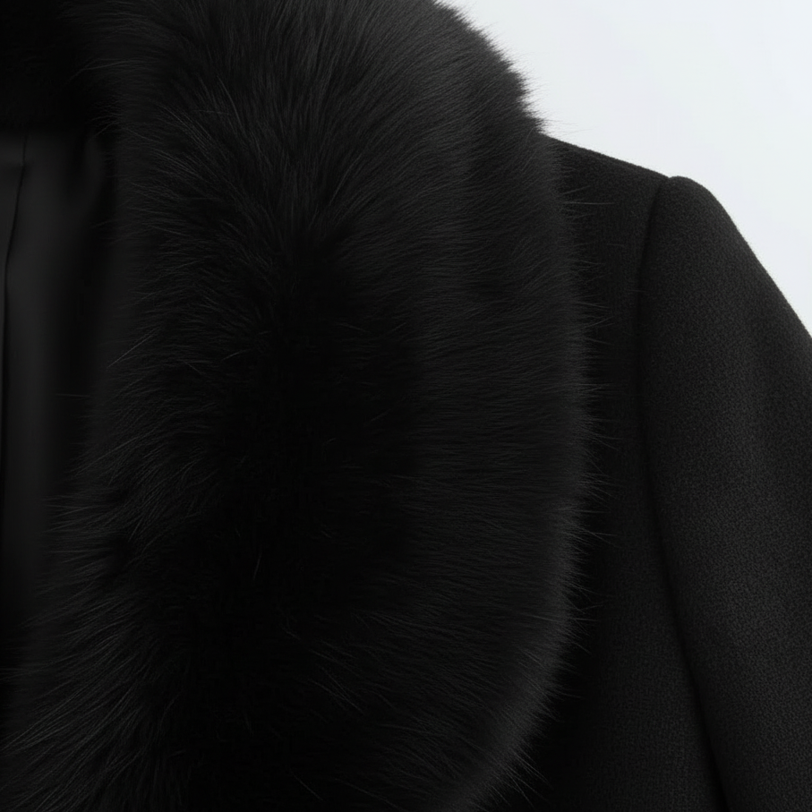 Alexandrine | Manteau long femme col fourrure