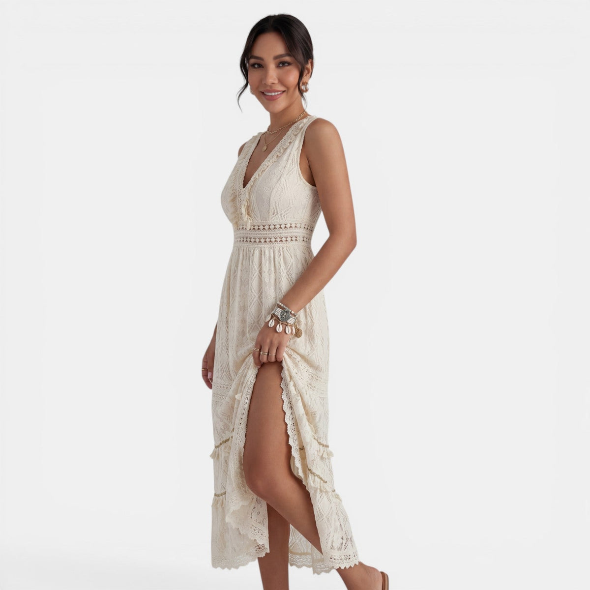 Armelle | Robe maxi femme élégante en dentelle