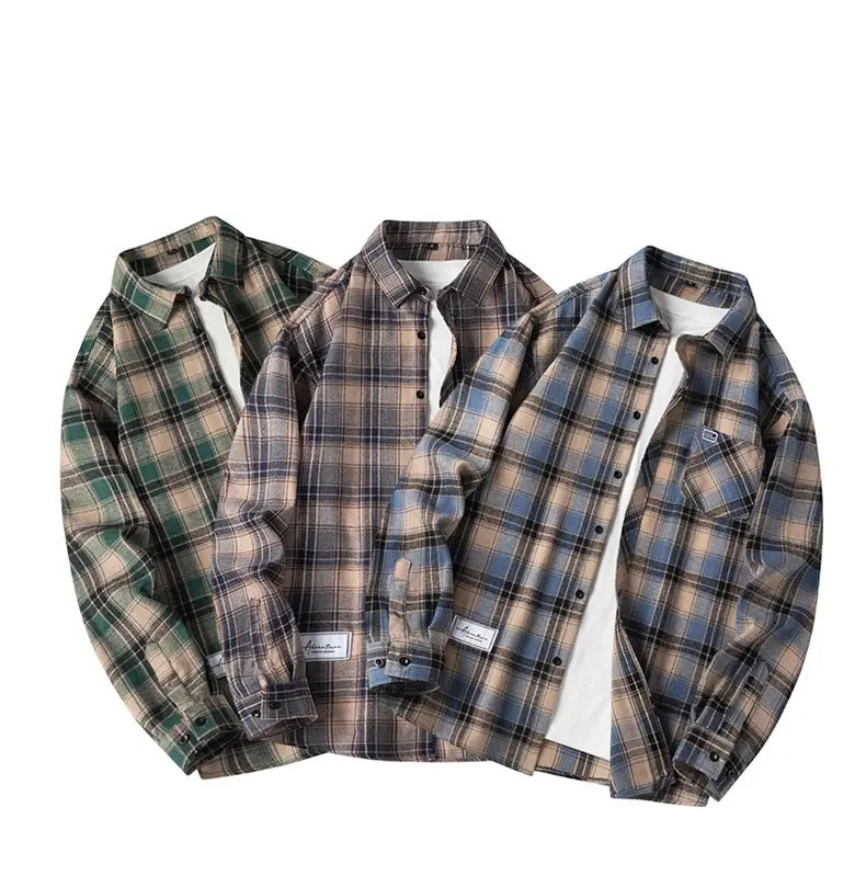 Surchemise à carreaux style urbain pour homme - beige