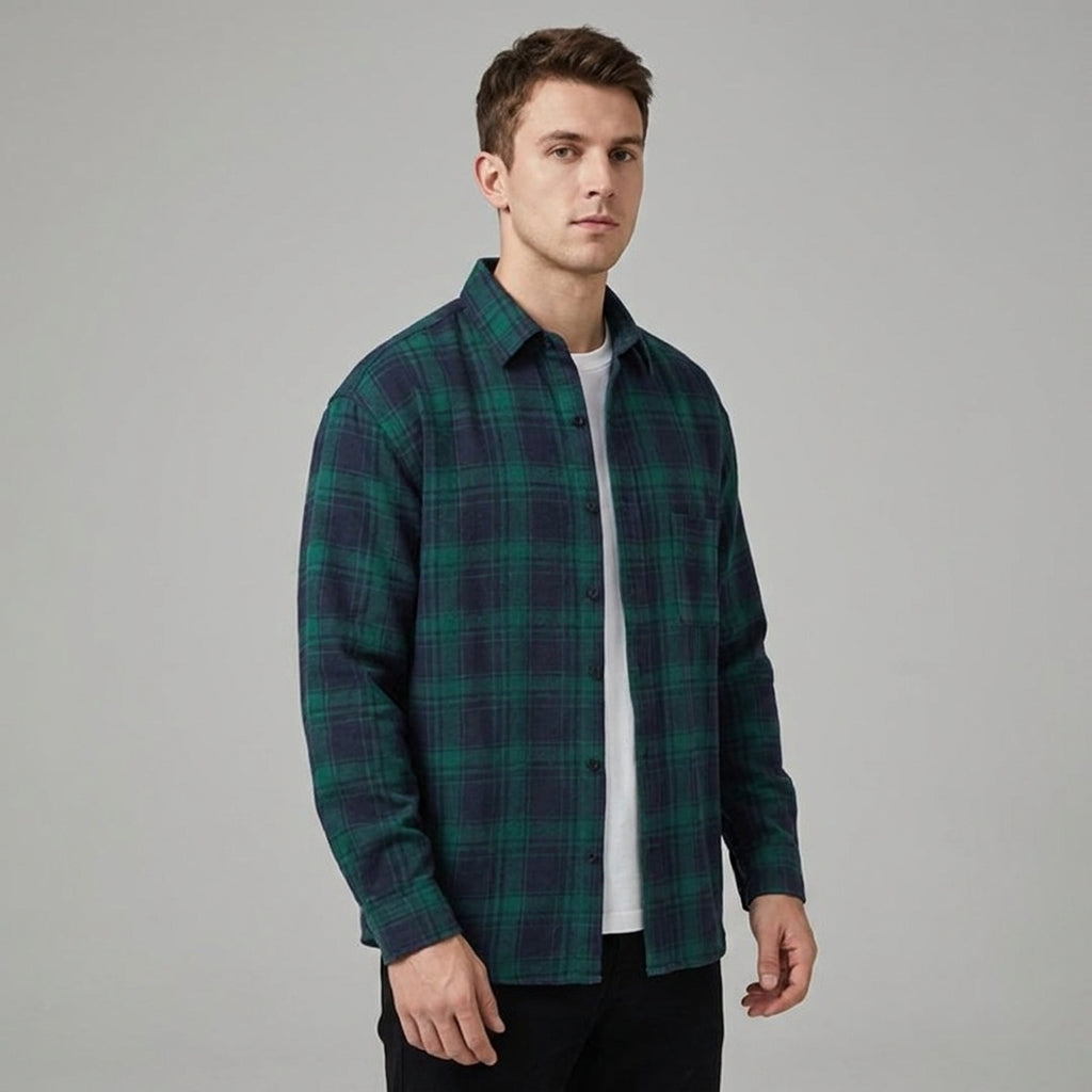 Surchemise à carreaux style urbain pour homme - bleu